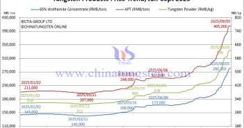 Tungsten Powder Price Reaches RMB 630,000 – September 5, 2025 Tungsten Price Trend from January to September 5, 2025